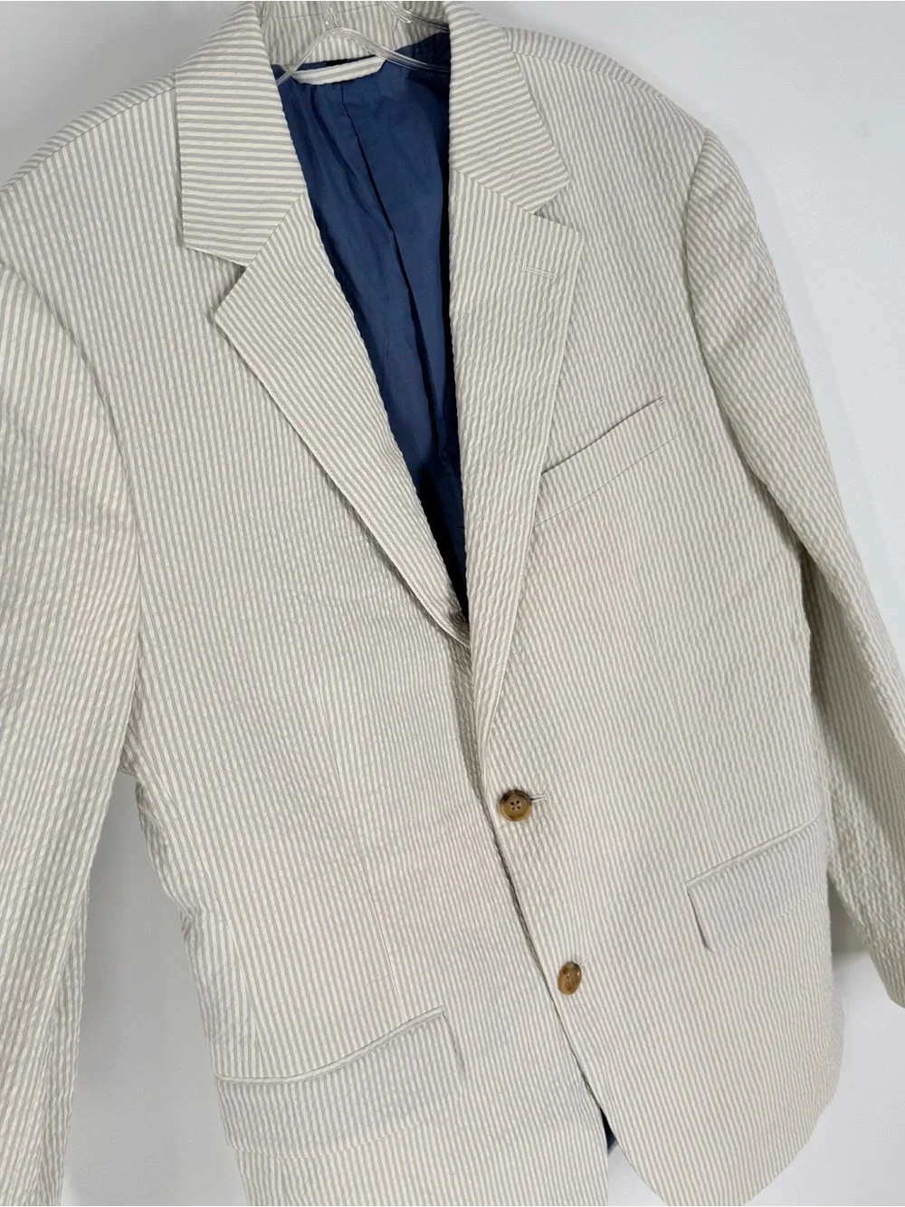 Bonobos Seersucker Blazer Mens Size 40R Blue Ivory Slim Fit Sport Coat NWOT